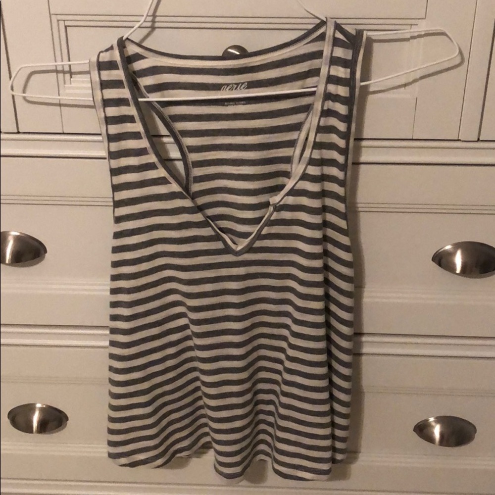 Grey and white striped tank
